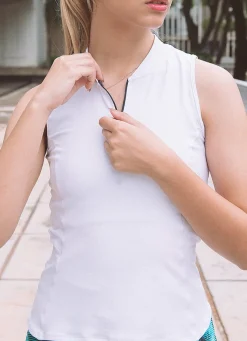 Dona Jo short sleeve shirts>Alley Mock-Neck Tank White