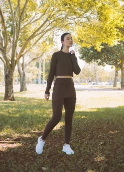Dona Jo skirted leggings & capris|skirted leggings & capris>Comfort Skirted Legging Cafe Torrado