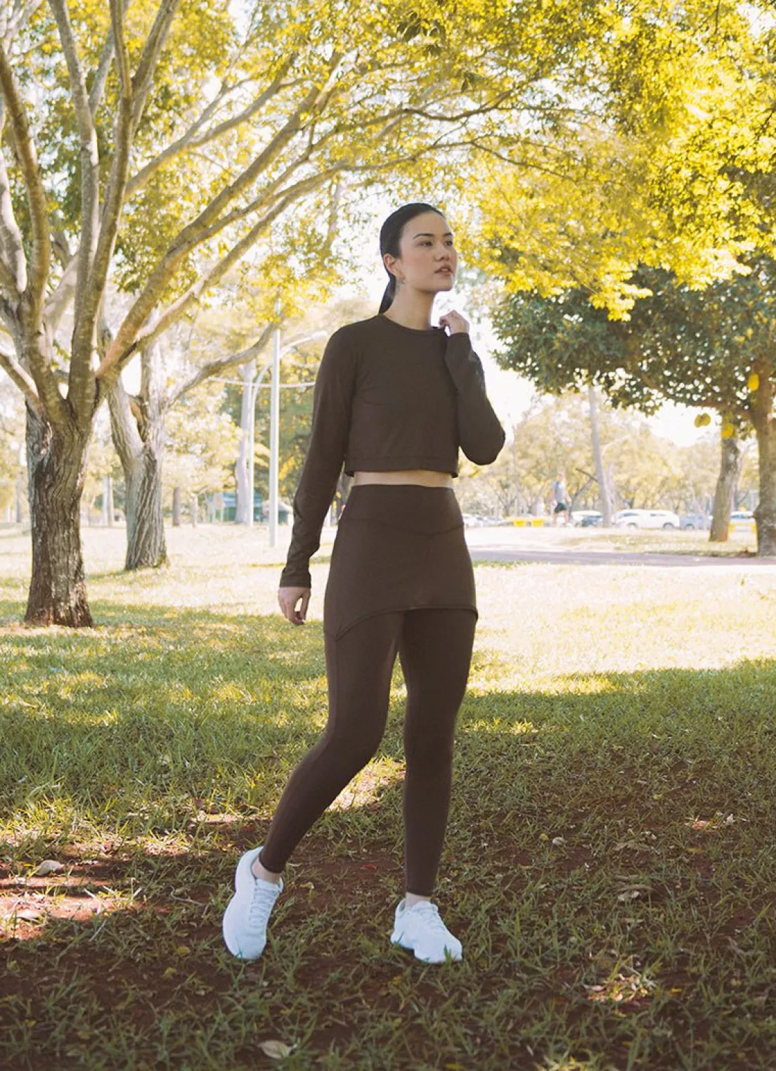 Dona Jo skirted leggings & capris|skirted leggings & capris>Comfort Skirted Legging Cafe Torrado