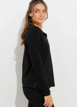 Dona Jo long sleeve shirts>Court LS Polo Black