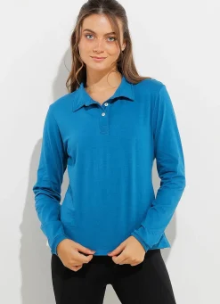 Dona Jo long sleeve shirts>Court LS Polo Blue