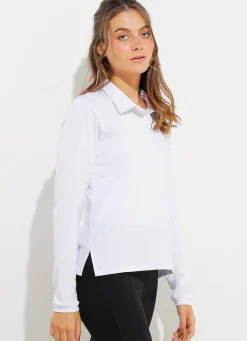 Dona Jo long sleeve shirts>Court LS Polo White