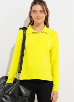 Dona Jo long sleeve shirts>Court LS Polo Yellow