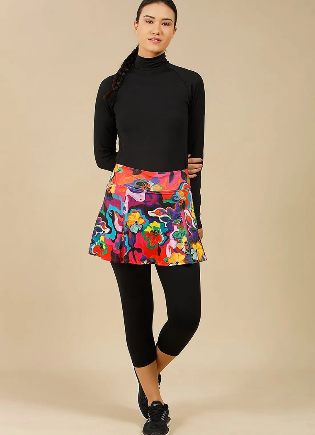 Dona Jo skirted leggings & capris|skirted leggings & capris>Love Skirted Capri Amaryllis