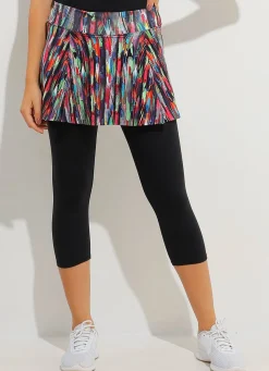 Dona Jo skirted leggings & capris|skirted leggings & capris>Love Skirted Capri Feathers