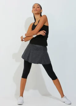 Dona Jo skirted leggings & capris|skirted leggings & capris>Skirted Capri (/Blk) Black Polka Dot