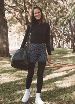 Dona Jo skirted leggings & capris|skirted leggings & capris>Skirted Legging Black Polka Dot/Blk