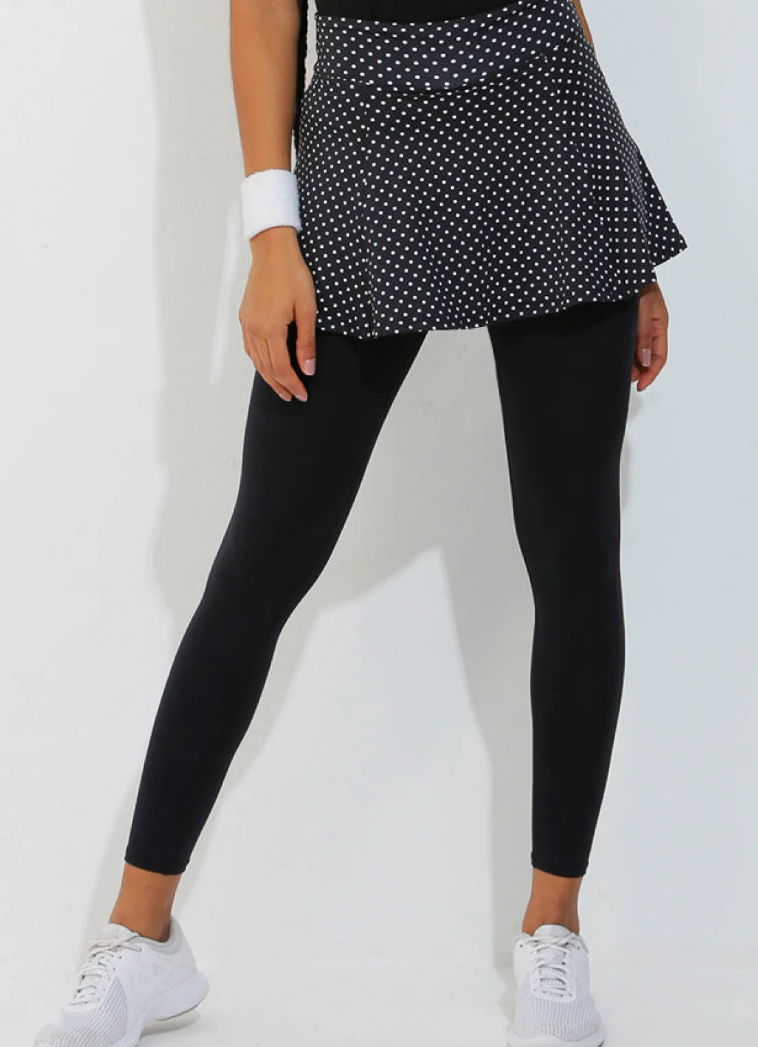 Dona Jo skirted leggings & capris|skirted leggings & capris>Skirted Legging Black Polka Dot/Blk