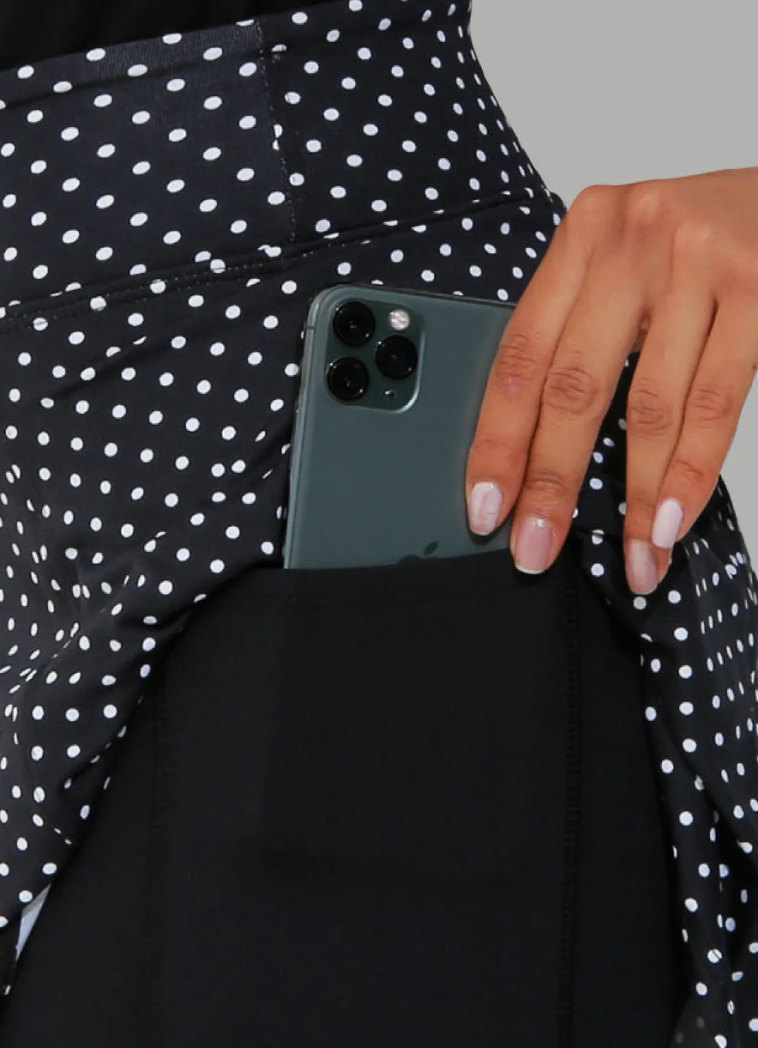 Dona Jo skirted leggings & capris|skirted leggings & capris>Skirted Legging Black Polka Dot/Blk
