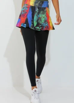 Dona Jo skirted leggings & capris|skirted leggings & capris>Skirted Legging Pied/Blk