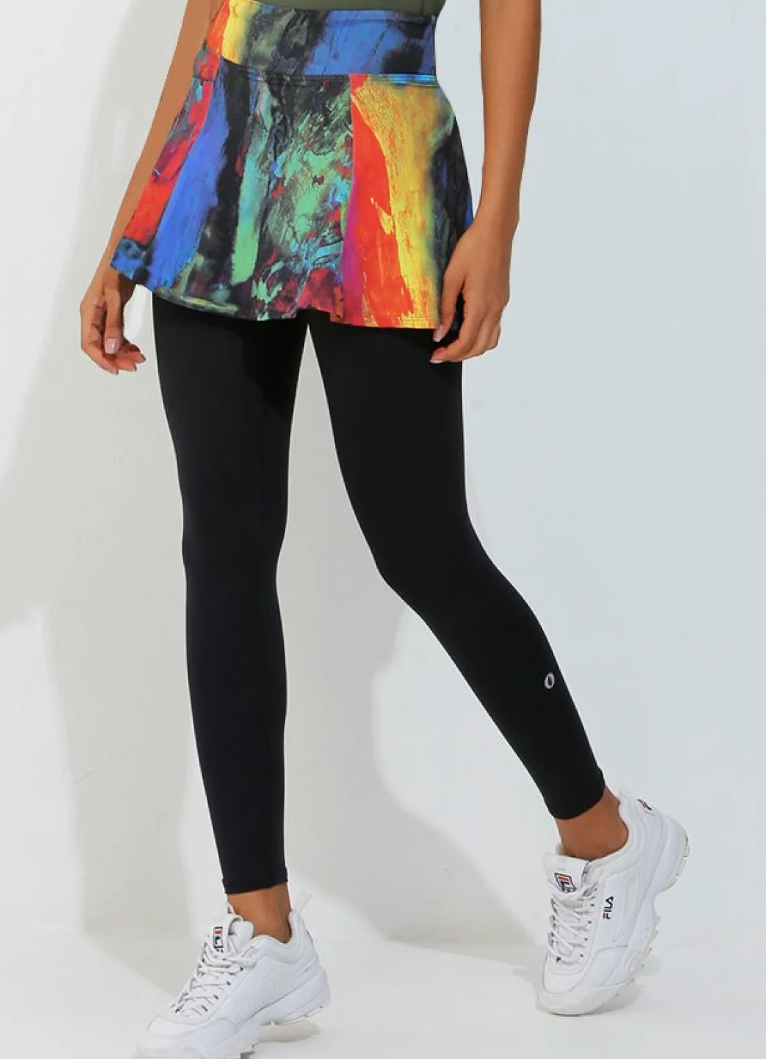 Dona Jo skirted leggings & capris|skirted leggings & capris>Skirted Legging Pied/Blk