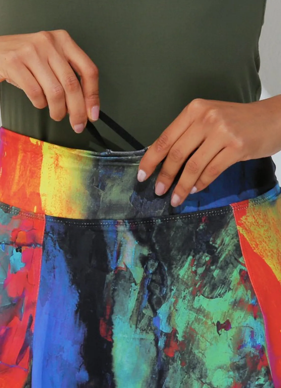Dona Jo skirted leggings & capris|skirted leggings & capris>Skirted Legging Pied/Blk