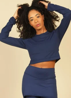 Dona Jo long sleeve shirts>UV Pro Cropped UPF 50+ Navy