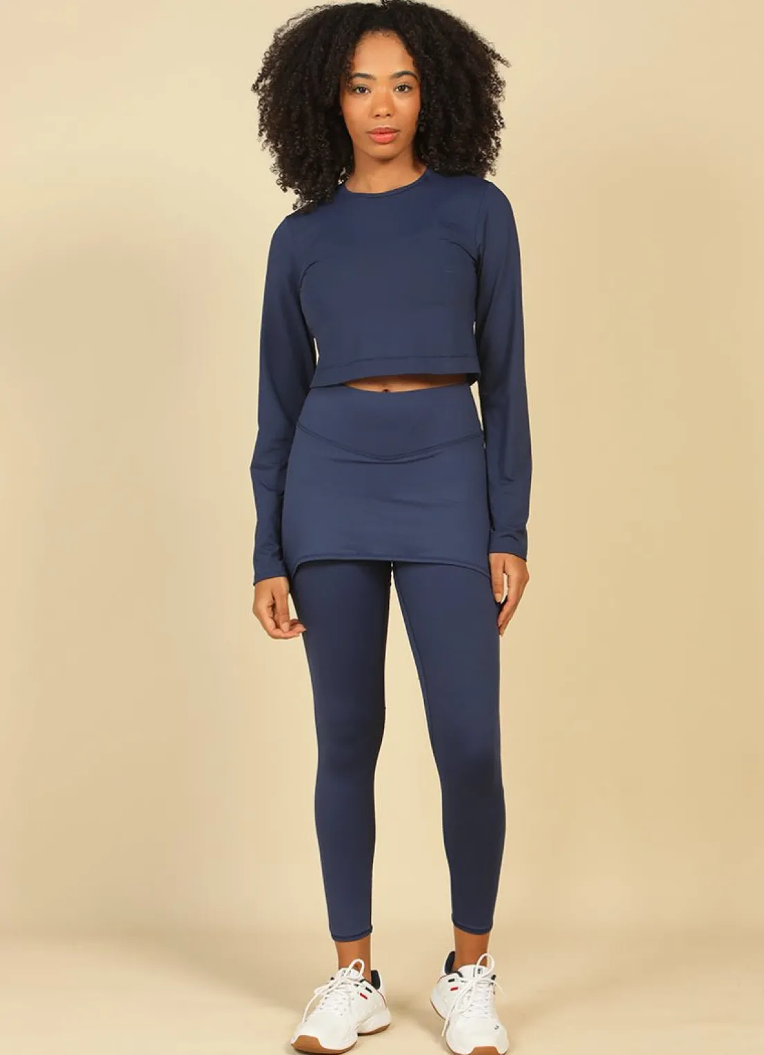 Dona Jo long sleeve shirts>UV Pro Cropped UPF 50+ Navy