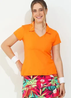 Dona Jo short sleeve shirts>Vie Polo UPF 50+ Chama de Fogo